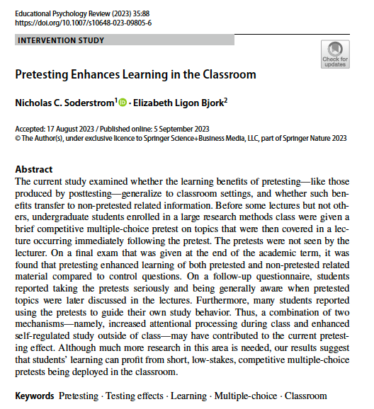 Research: Pretesting Enhances Learning in the Classroom - Tips for ...
